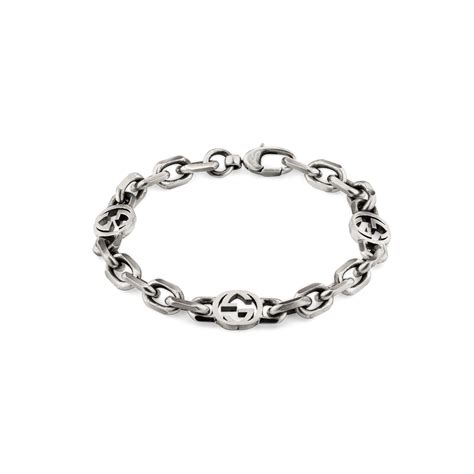 mens gucci interlocking bracelet|gucci sterling silver heart bracelet.